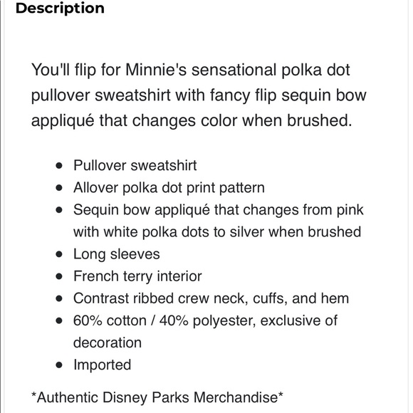 Disney’s Minnie Polka Dot 2-Way Sequin Sweatshirt - Picture 10 of 10